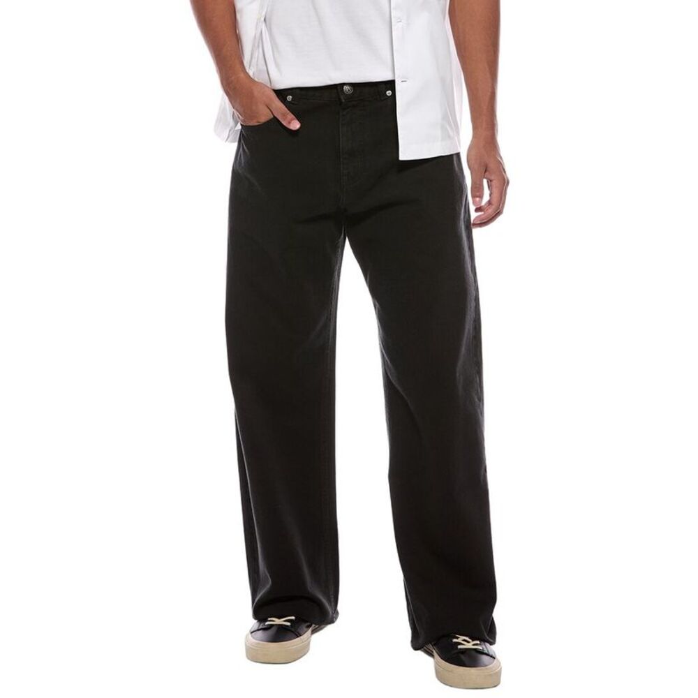 Palm Angels Mens  Monogram Loose Denim Pant, Black